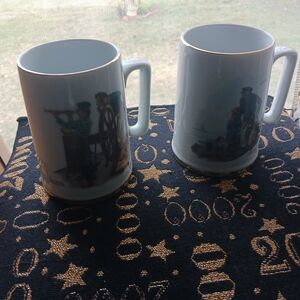 Nautical Themed Ceramic Mugs Norman Rockwell Cant Make The Mark On Bottom Out